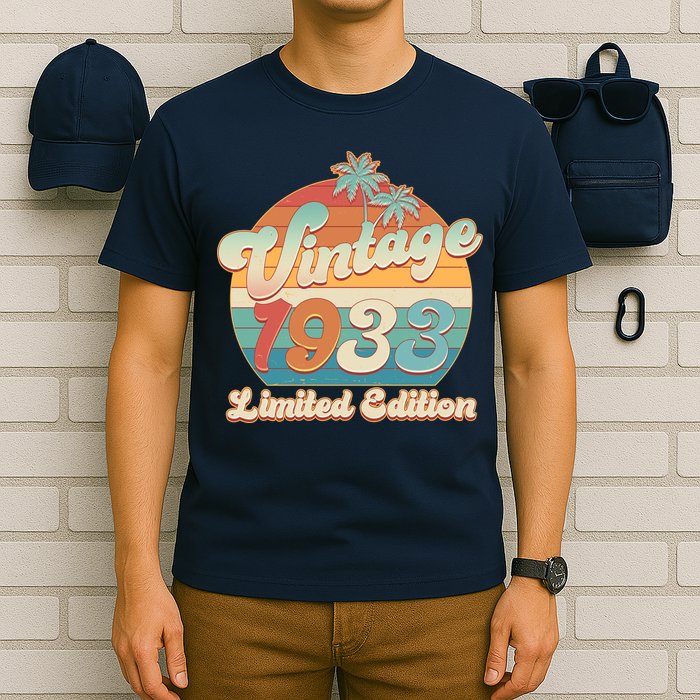 Retro Tropical Vintage 1933 Limited Edition 90th Birthday T-Shirt