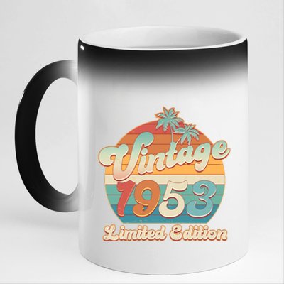 Retro Tropical Vintage 1953 Limited Edition 70th Birthday 11oz Black Color Changing Mug