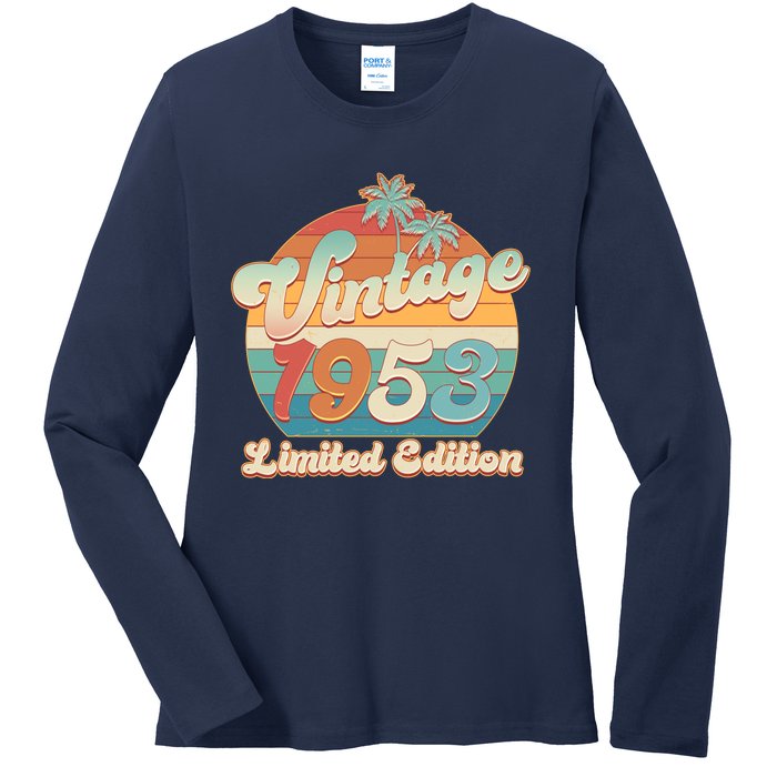 Retro Tropical Vintage 1953 Limited Edition 70th Birthday Ladies Long Sleeve Shirt