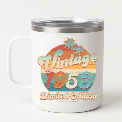 Retro Tropical Vintage 1953 Limited Edition 70th Birthday 12 oz Stainless Steel Tumbler Cup