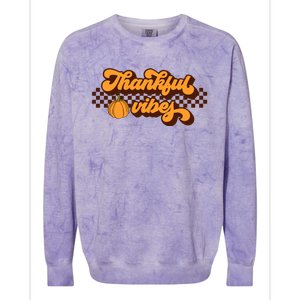 Retro Thankful Vibes Thanksgiving Fall Season Gift Colorblast Crewneck Sweatshirt