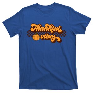 Retro Thankful Vibes Thanksgiving Fall Season Gift T-Shirt