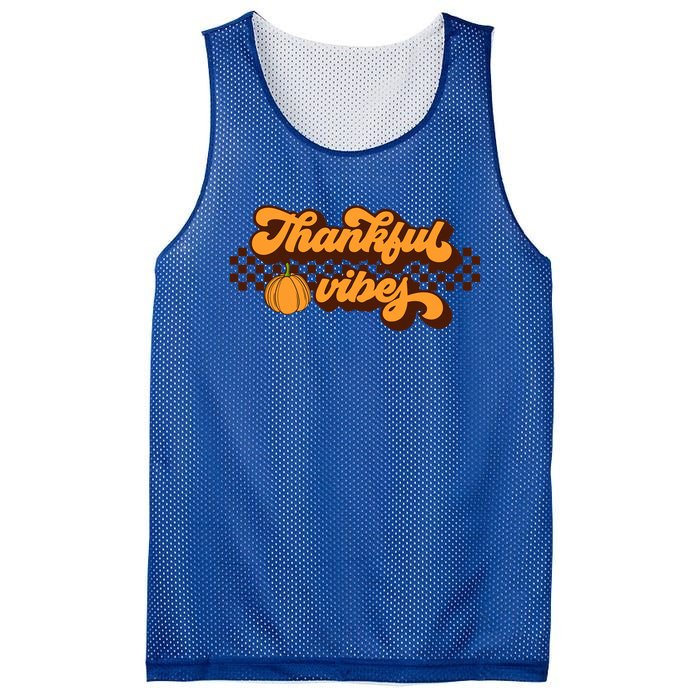 Retro Thankful Vibes Thanksgiving Fall Season Gift Mesh Reversible Basketball Jersey Tank