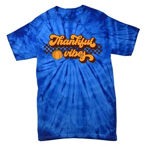 Retro Thankful Vibes Thanksgiving Fall Season Gift Tie-Dye T-Shirt