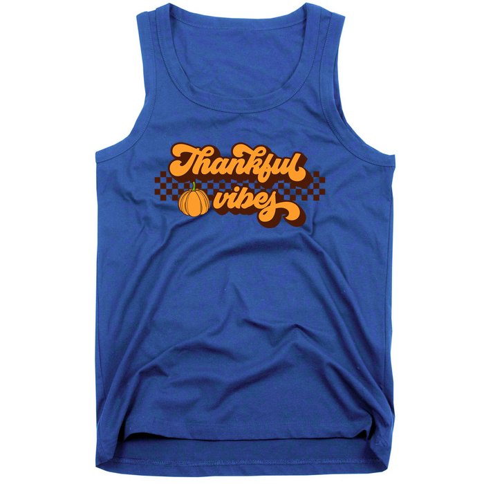 Retro Thankful Vibes Thanksgiving Fall Season Gift Tank Top