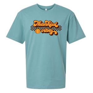 Retro Thankful Vibes Thanksgiving Fall Season Gift Sueded Cloud Jersey T-Shirt