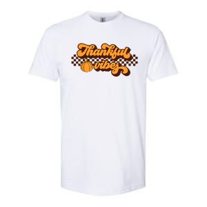 Retro Thankful Vibes Thanksgiving Fall Season Gift Softstyle CVC T-Shirt