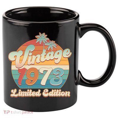 Retro Tropical Vintage 1973 Limited Edition 50th Birthday 11oz C Handle Ceramic Mug