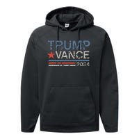 Retro Trump Vance 2024 Stripe Trump Jd Vance Performance Fleece Hoodie