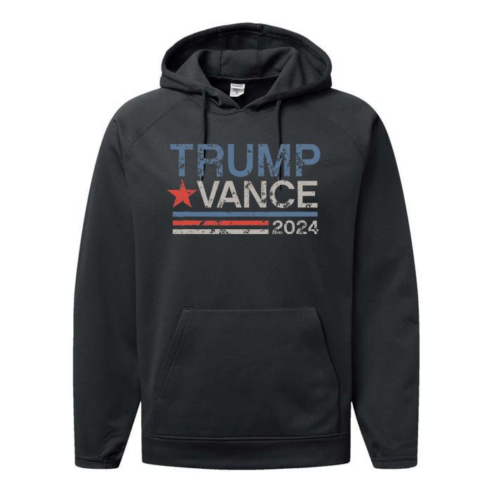 Retro Trump Vance 2024 Stripe Trump Jd Vance Performance Fleece Hoodie