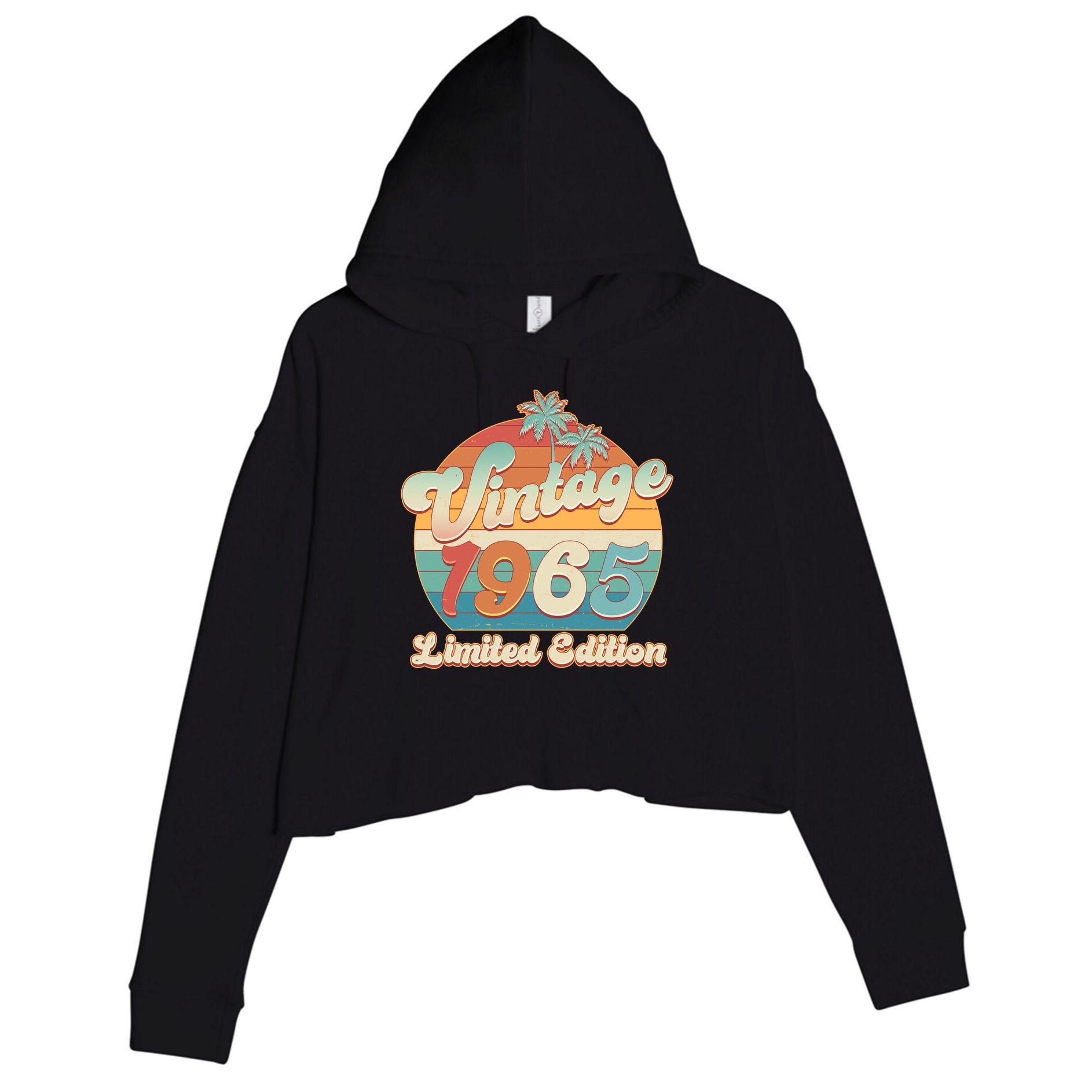 Retro Tropical Vintage 1965 Limited Edition 60th Birthday Crop Fleece Hoodie