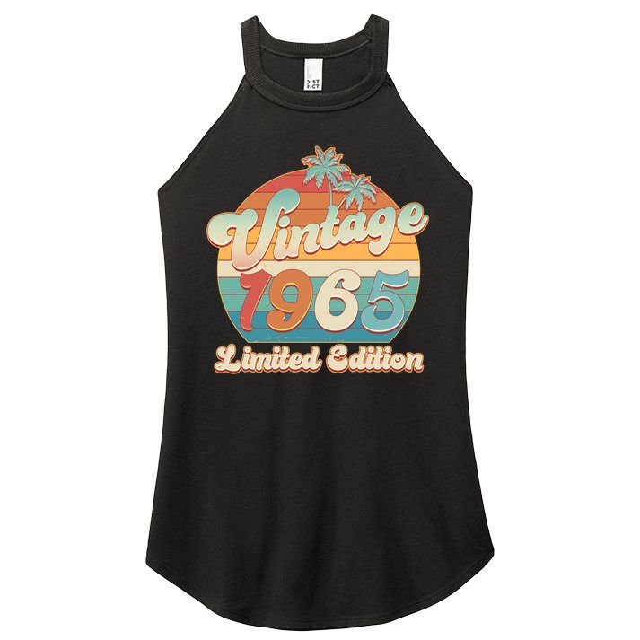 Retro Tropical Vintage 1965 Limited Edition 60th Birthday Women's Perfect Tri Rocker Tank