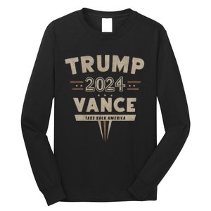 Retro Trump Vance 2024 Red Long Sleeve Shirt