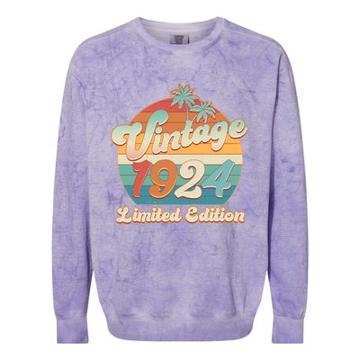 Retro Tropical Vintage 1924 Limited Edition 100th Birthday Colorblast Crewneck Sweatshirt