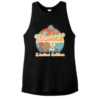 Retro Tropical Vintage 1924 Limited Edition 100th Birthday Ladies PosiCharge Tri-Blend Wicking Tank