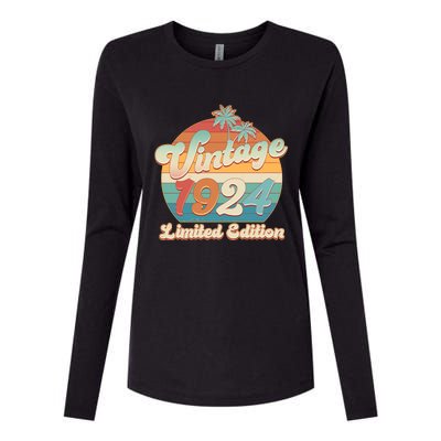 Retro Tropical Vintage 1924 Limited Edition 100th Birthday Womens Cotton Relaxed Long Sleeve T-Shirt