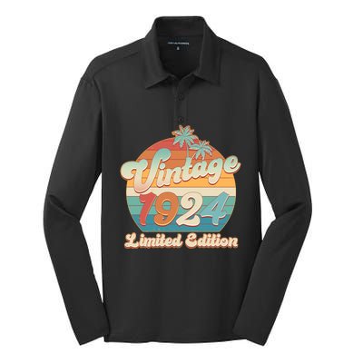 Retro Tropical Vintage 1924 Limited Edition 100th Birthday Silk Touch Performance Long Sleeve Polo