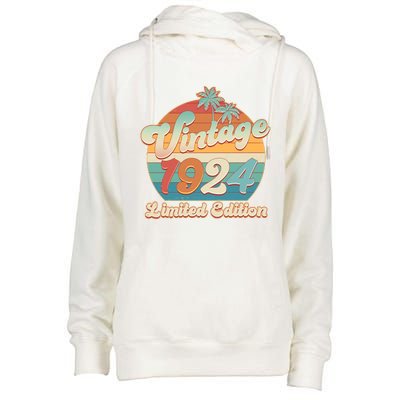 Retro Tropical Vintage 1924 Limited Edition 100th Birthday Womens Funnel Neck Pullover Hood