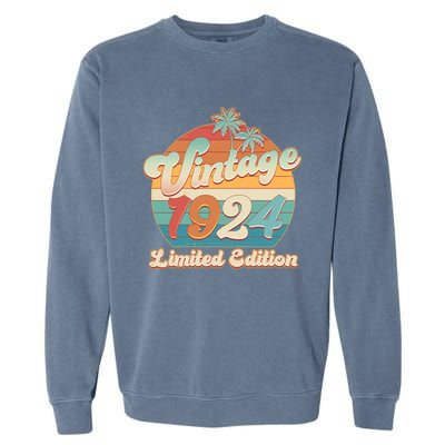 Retro Tropical Vintage 1924 Limited Edition 100th Birthday Garment-Dyed Sweatshirt