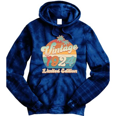 Retro Tropical Vintage 1924 Limited Edition 100th Birthday Tie Dye Hoodie