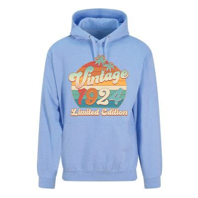 Retro Tropical Vintage 1924 Limited Edition 100th Birthday Unisex Surf Hoodie