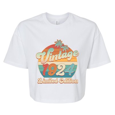 Retro Tropical Vintage 1924 Limited Edition 100th Birthday Bella+Canvas Jersey Crop Tee