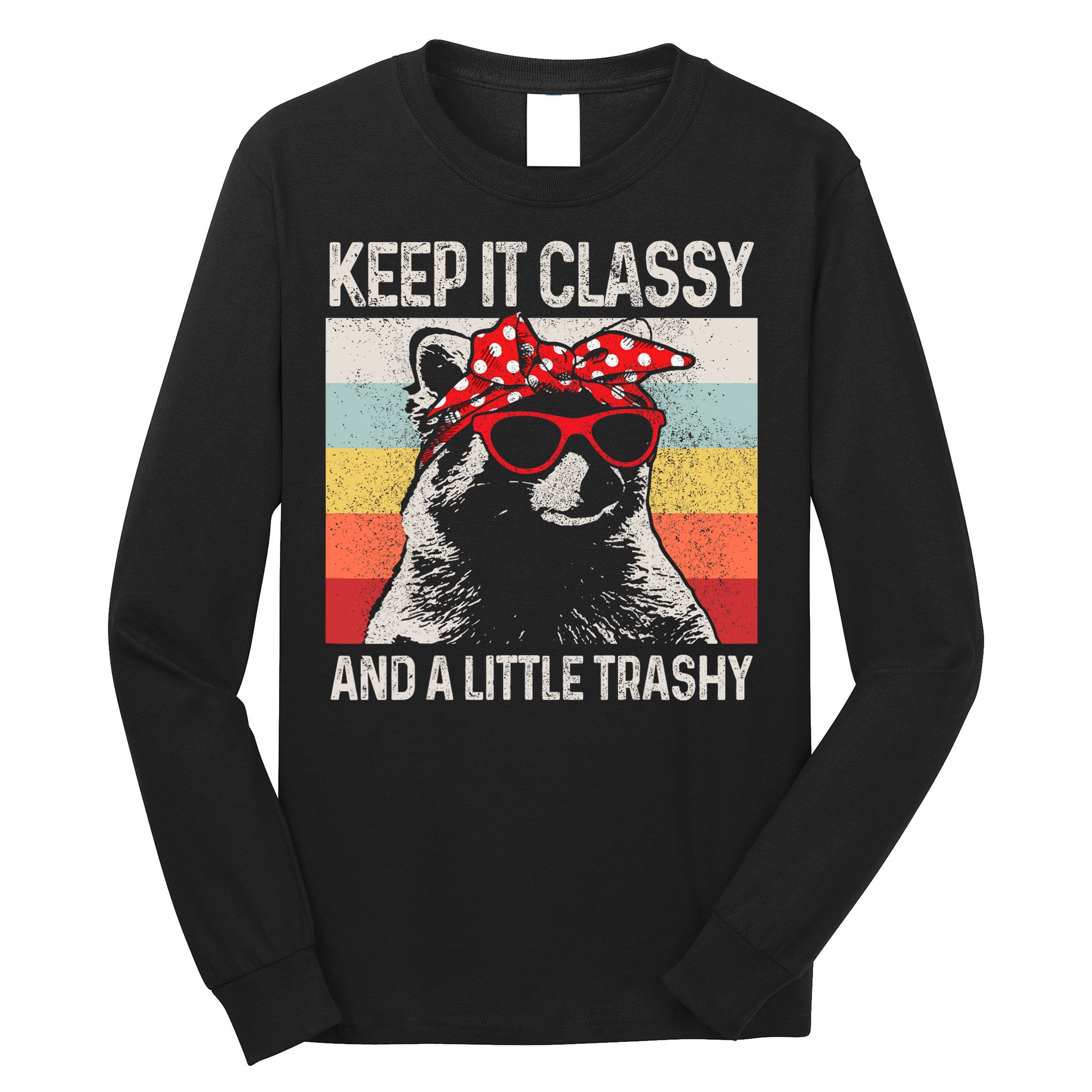 Raccoon Trashy Vintage Retro Funny Long Sleeve Shirt