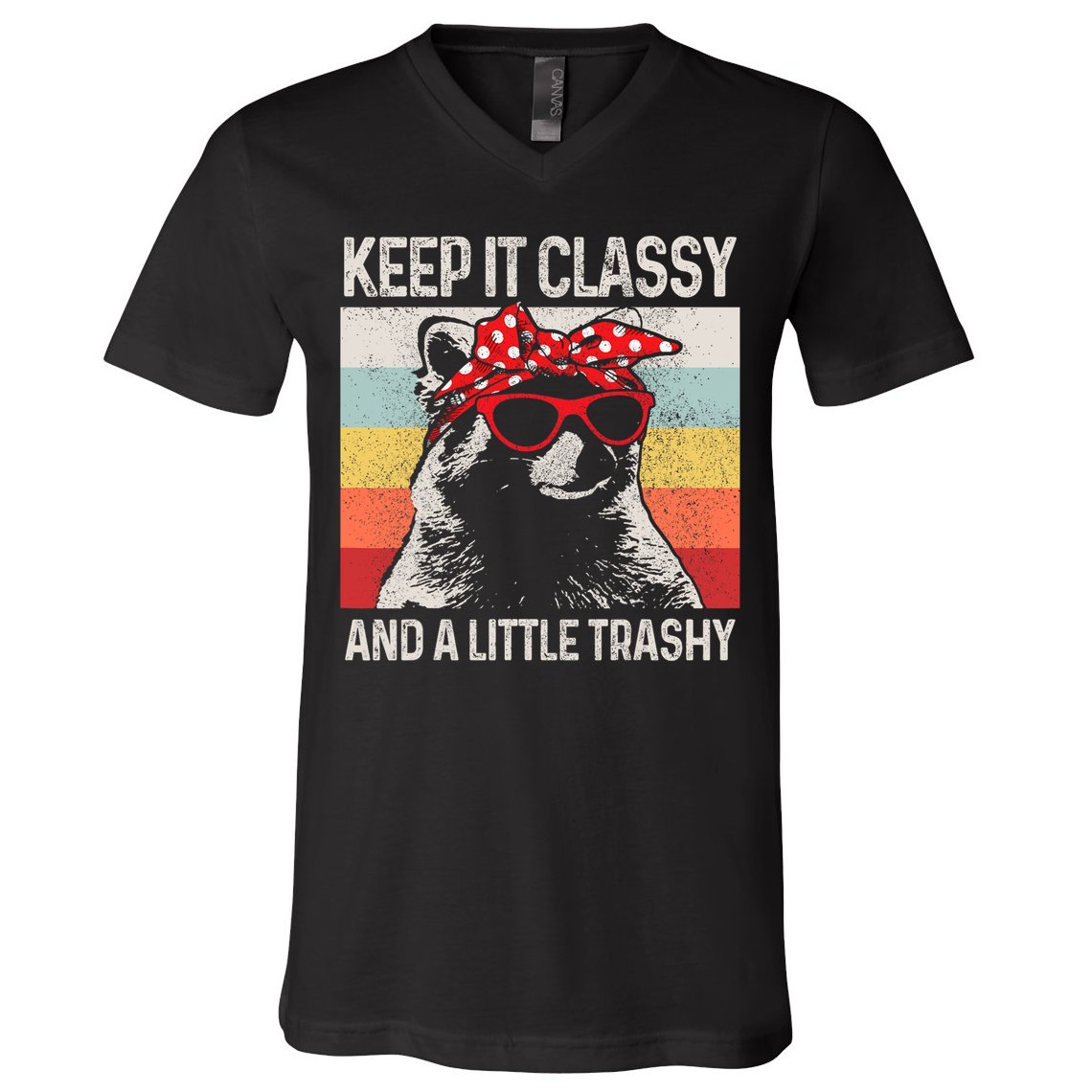 Raccoon Trashy Vintage Retro Funny V-Neck T-Shirt