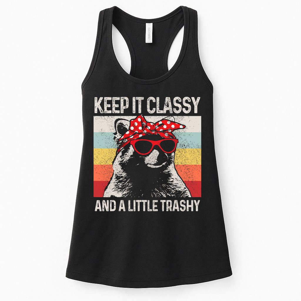 Raccoon Trashy Vintage Retro Funny Womens Tank Top