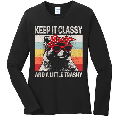 Raccoon Trashy Vintage Retro Funny Ladies Long Sleeve Shirt