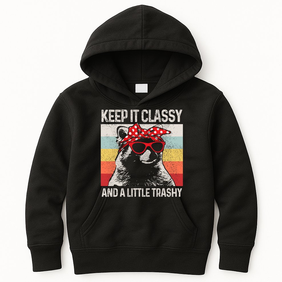 Raccoon Trashy Vintage Retro Funny Kids Hoodie