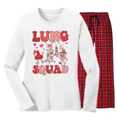 Respiratory Therapist Valentine Lung Squad Women's Long Sleeve Flannel Pajama Set 