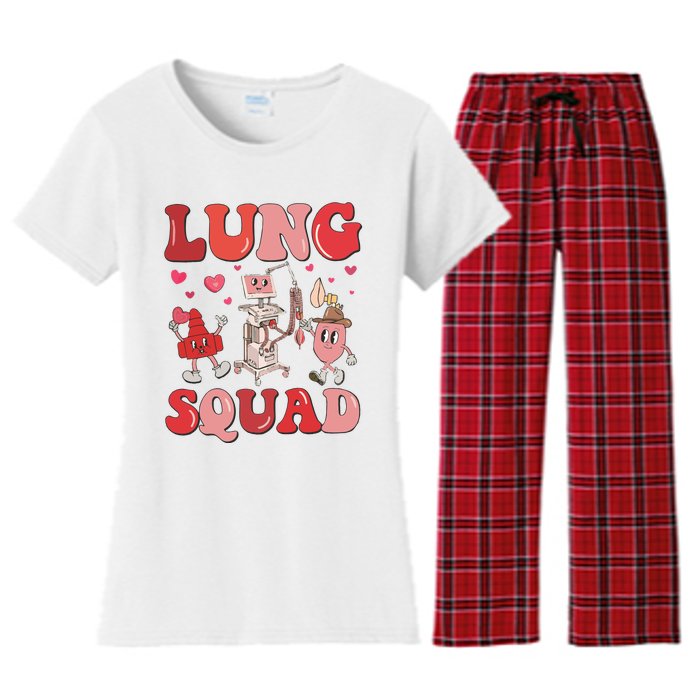 Respiratory Therapist Valentine Lung Squad Women's Flannel Pajama Set