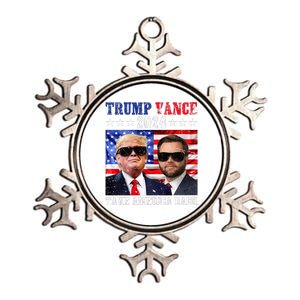 Retro Trump Vance 2024 Take America Back American Flag Metallic Star Ornament