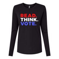 Read Think Vote 2024 Presidential Election Voting President Womens Cotton Relaxed Long Sleeve T-Shirt