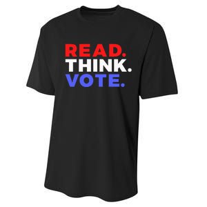 Read Think Vote 2024 Presidential Election Voting President Performance Sprint T-Shirt