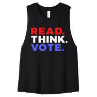 Read Think Vote 2024 Presidential Election Voting President Women's Racerback Cropped Tank