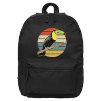 Retro Toucan Vintage Distressed Style Toucan 16 in Basic Backpack