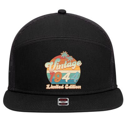 Retro Tropical Vintage 1944 Limited Edition 80th Birthday 7 Panel Mesh Trucker Snapback Hat