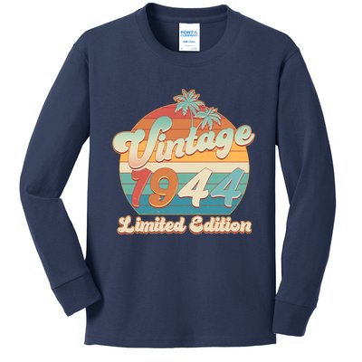 Retro Tropical Vintage 1944 Limited Edition 80th Birthday Kids Long Sleeve Shirt