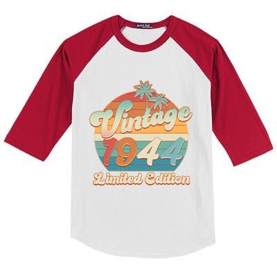 Retro Tropical Vintage 1944 Limited Edition 80th Birthday Kids Colorblock Raglan Jersey