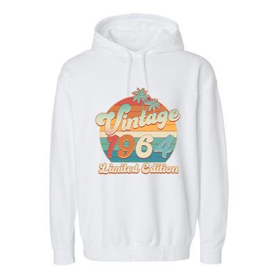 Retro Tropical Vintage 1964 Limited Edition 60th Birthday Garment-Dyed Fleece Hoodie