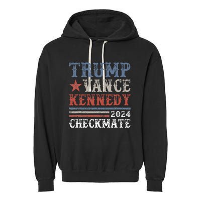 Retro Trump Vance Kennedy Checkmate President 2024 Garment-Dyed Fleece Hoodie