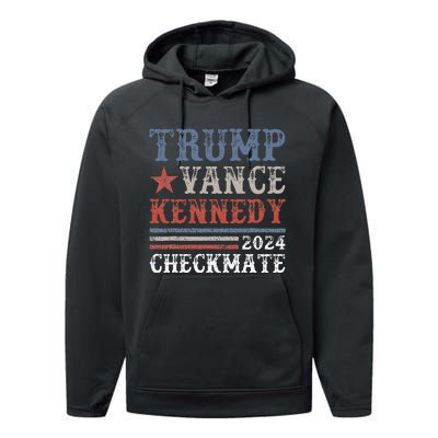 Retro Trump Vance Kennedy Checkmate President 2024 Performance Fleece Hoodie