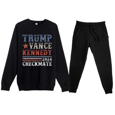 Retro Trump Vance Kennedy Checkmate President 2024 Premium Crewneck Sweatsuit Set