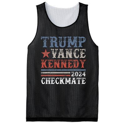 Retro Trump Vance Kennedy Checkmate President 2024 Mesh Reversible Basketball Jersey Tank