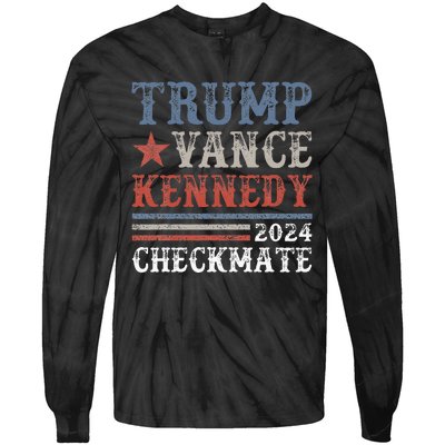 Retro Trump Vance Kennedy Checkmate President 2024 Tie-Dye Long Sleeve Shirt