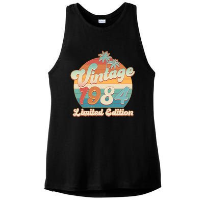 Retro Tropical Vintage 1984 Limited Edition 40th Birthday Ladies PosiCharge Tri-Blend Wicking Tank