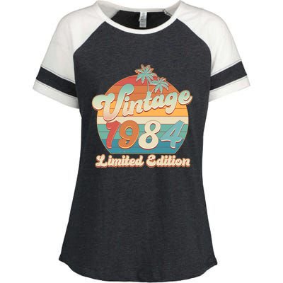 Retro Tropical Vintage 1984 Limited Edition 40th Birthday Enza Ladies Jersey Colorblock Tee