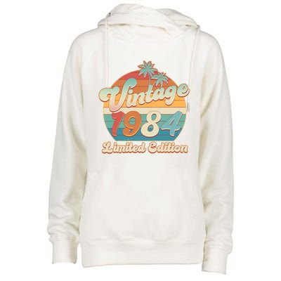 Retro Tropical Vintage 1984 Limited Edition 40th Birthday Womens Funnel Neck Pullover Hood